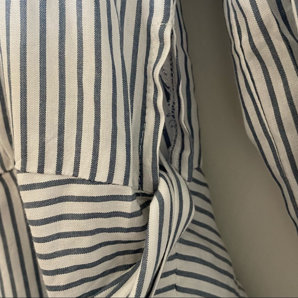 NWOT Loft Long Sleeve Wrap Peplum Striped Blouse BLUE/WHITE - SIZE M - Picture 9 of 11